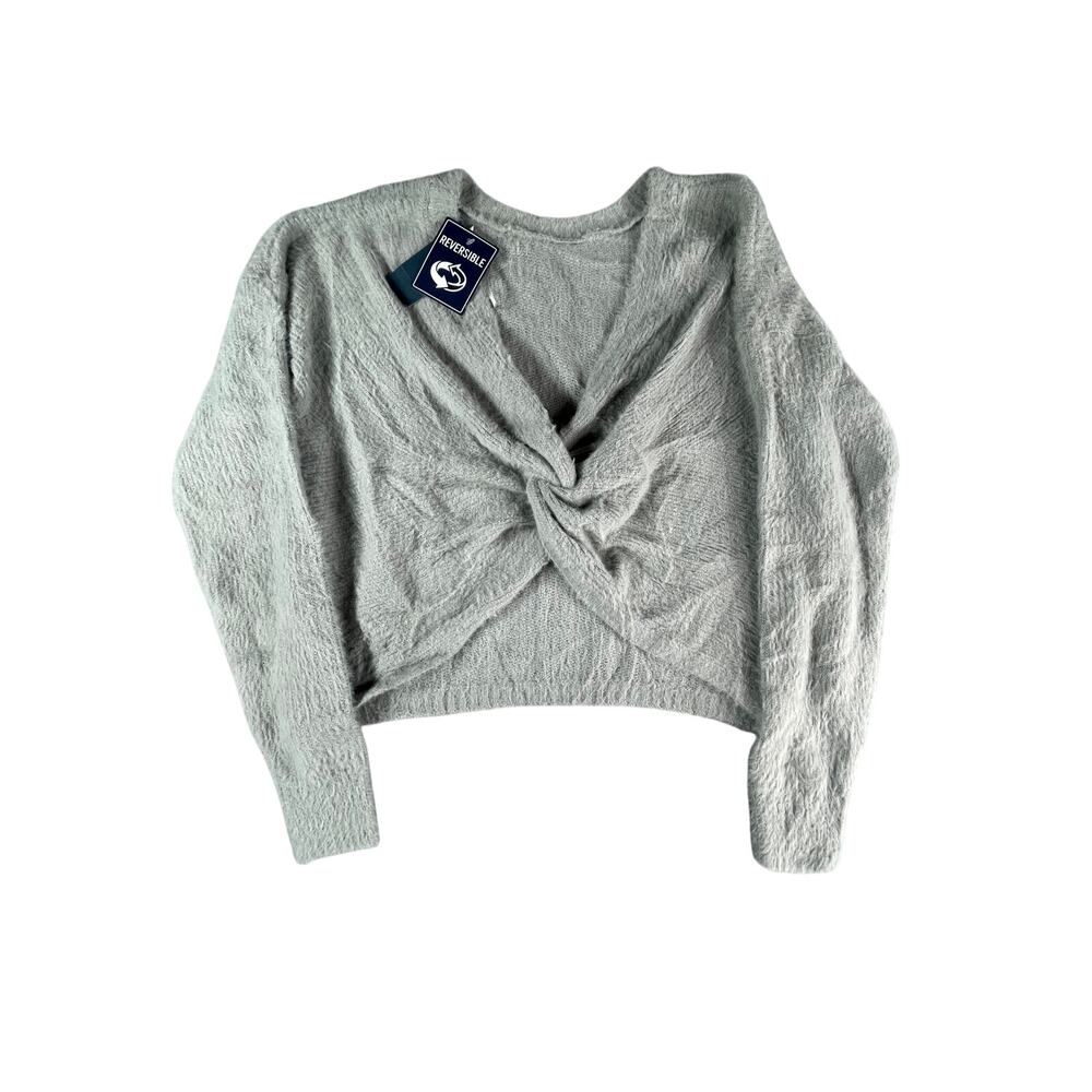 Hollister Sweater Womens XS Gray Crop Twist Ballet Soft Pullover Reversible NWT